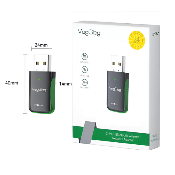 VegGieg V-UB506 2-IN-1 Bluetooth Wireless Network Adapter